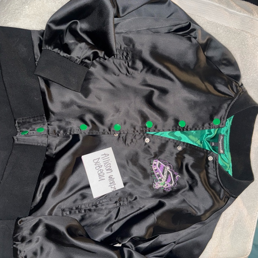 BRAND NEW SOURPUSS Black Satin Women's bomber Jacket